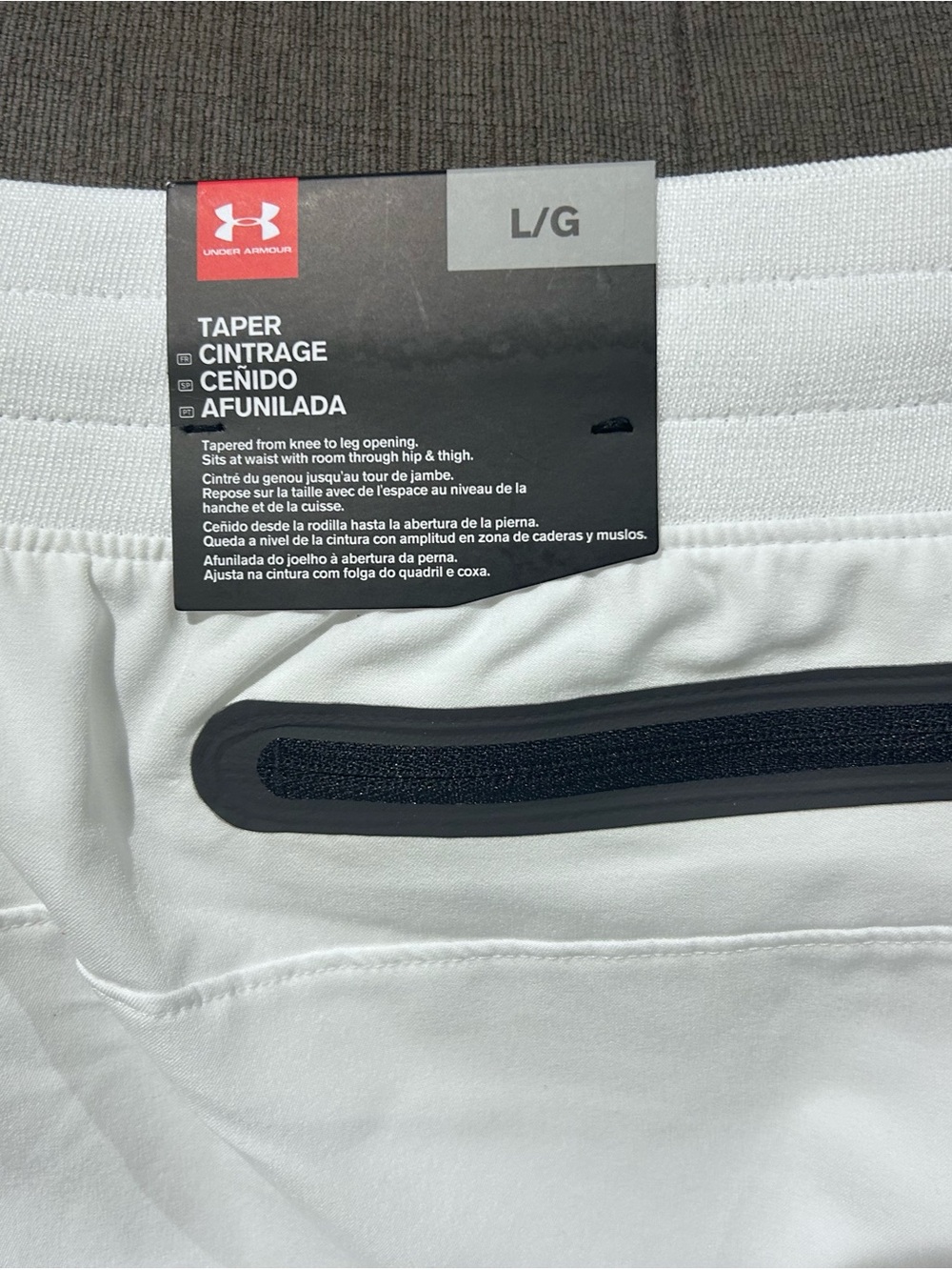 Under Armour White Athletic Tapered Pants with Black Zipper Trim